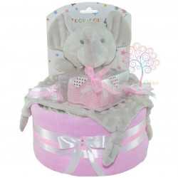 Tarta de pañales elefante rosa