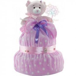 Tarta de pañales osita rosa manta