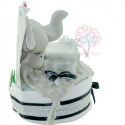Tarta de pañales elefante gris original