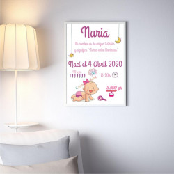 Cuadro Nacimiento Bebé Pollito personalizado