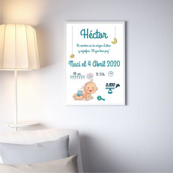 Cuadro Nacimiento Bebé Pollito marco niño