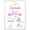 lámina nacimiento bebé a3 personalizada corona nina