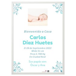 cuadro personalizado bebé hojas