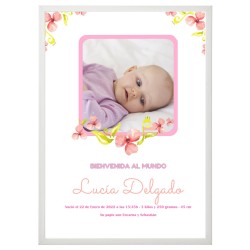 cuadro personalizado bebé flores