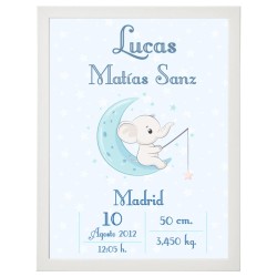 cuadro bebé elefante luna