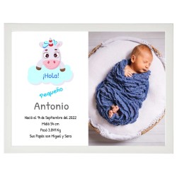 cuadro nacimiento personalizado niño unicornio