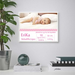 cuadro personalizado bebé niña topos