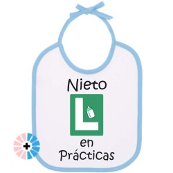 babero nieto en prácticas azul