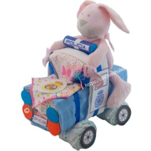 coche de policia de pañales para niña