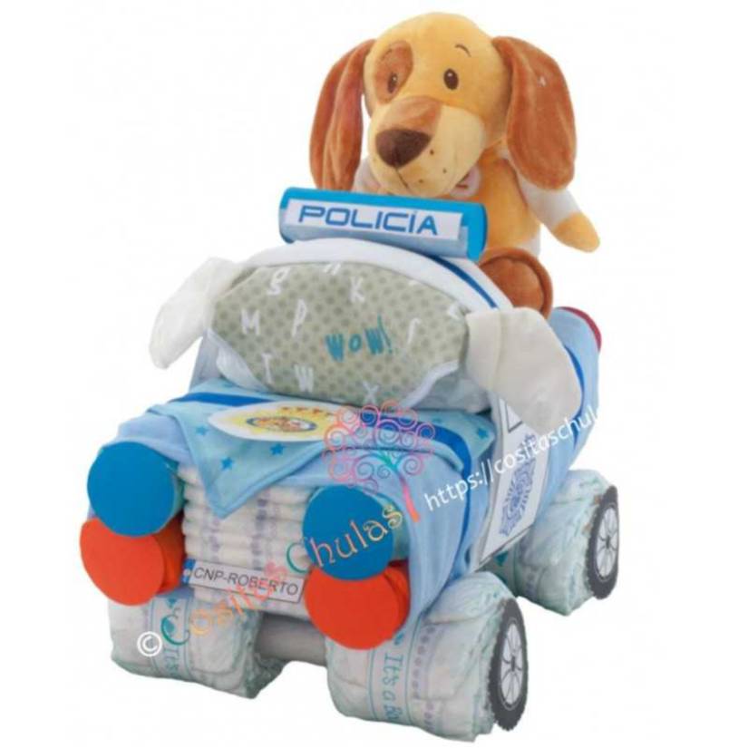 coche de policia de pañales de niño