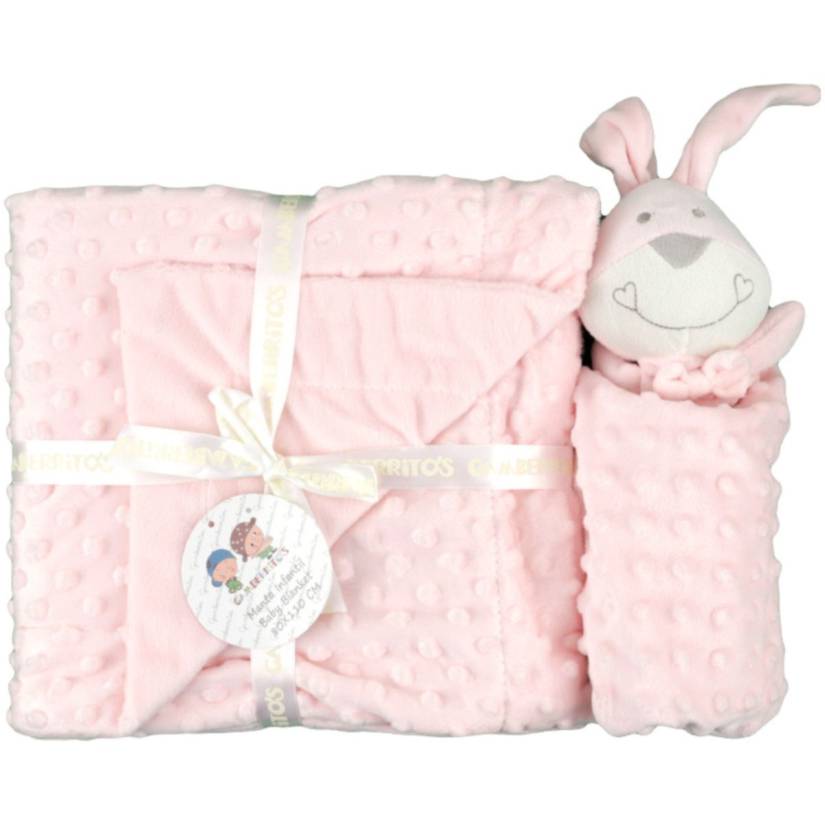 manta doudou topitos conejito rosa