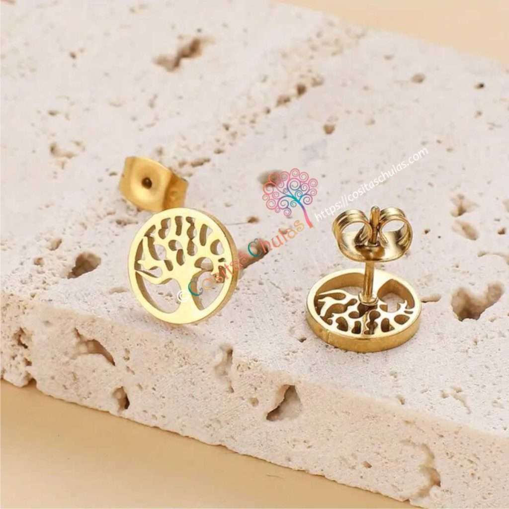 pendientes árbol vida oro